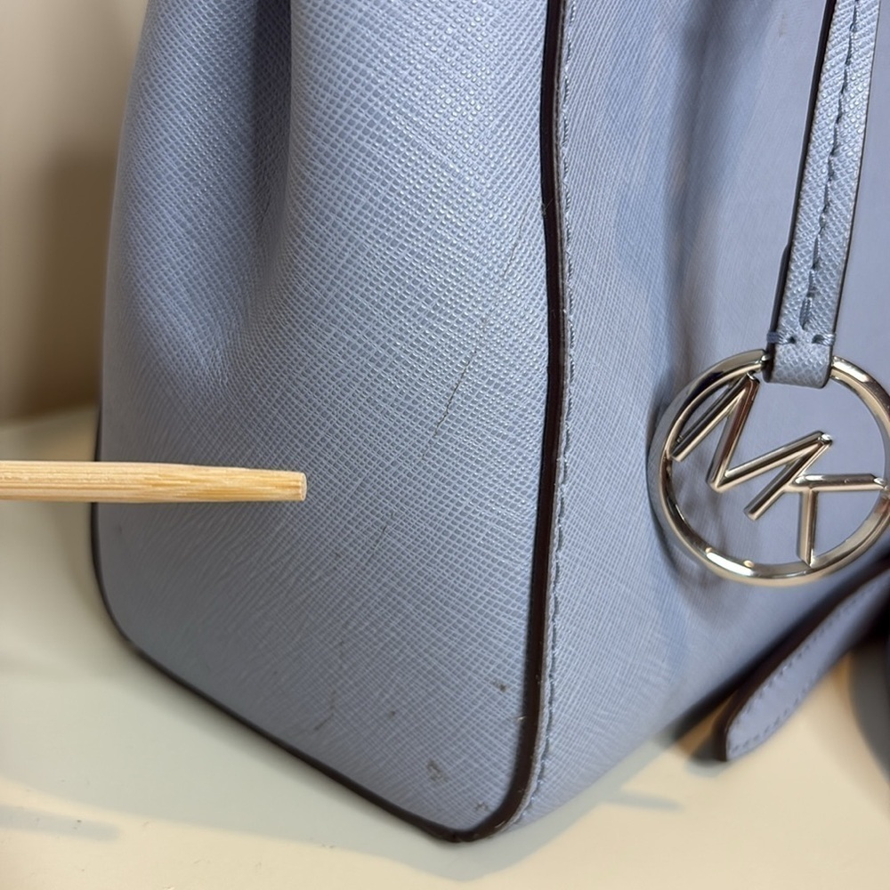 Michael Kors | Blue Sutton Saffiano Leather Removable Crossbody Satchel Bag - Picture 6 of 17
